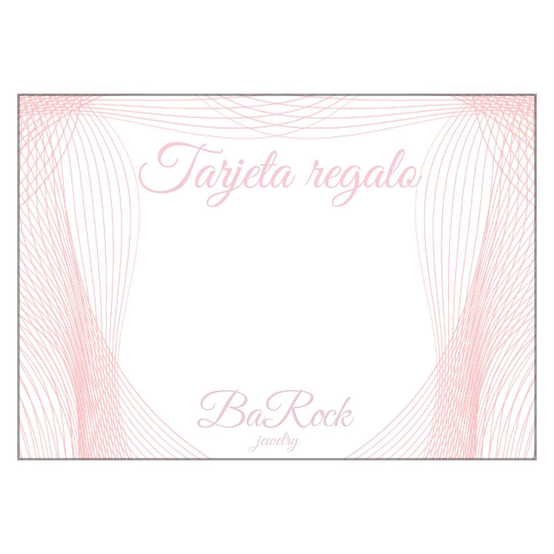 tarjeta regalo BaRock jewelry en rosa sobre fondo blanco
